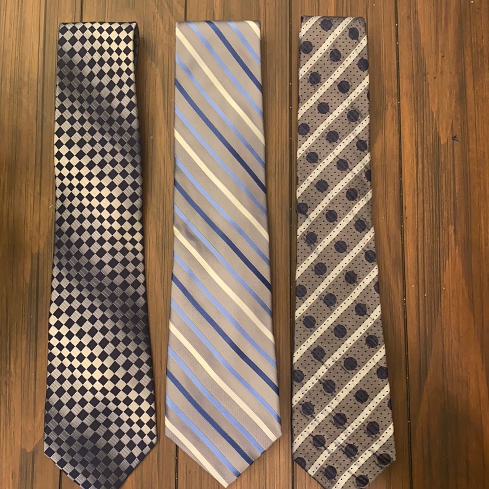 LOT of Blue/Gray 100% Silk Ties